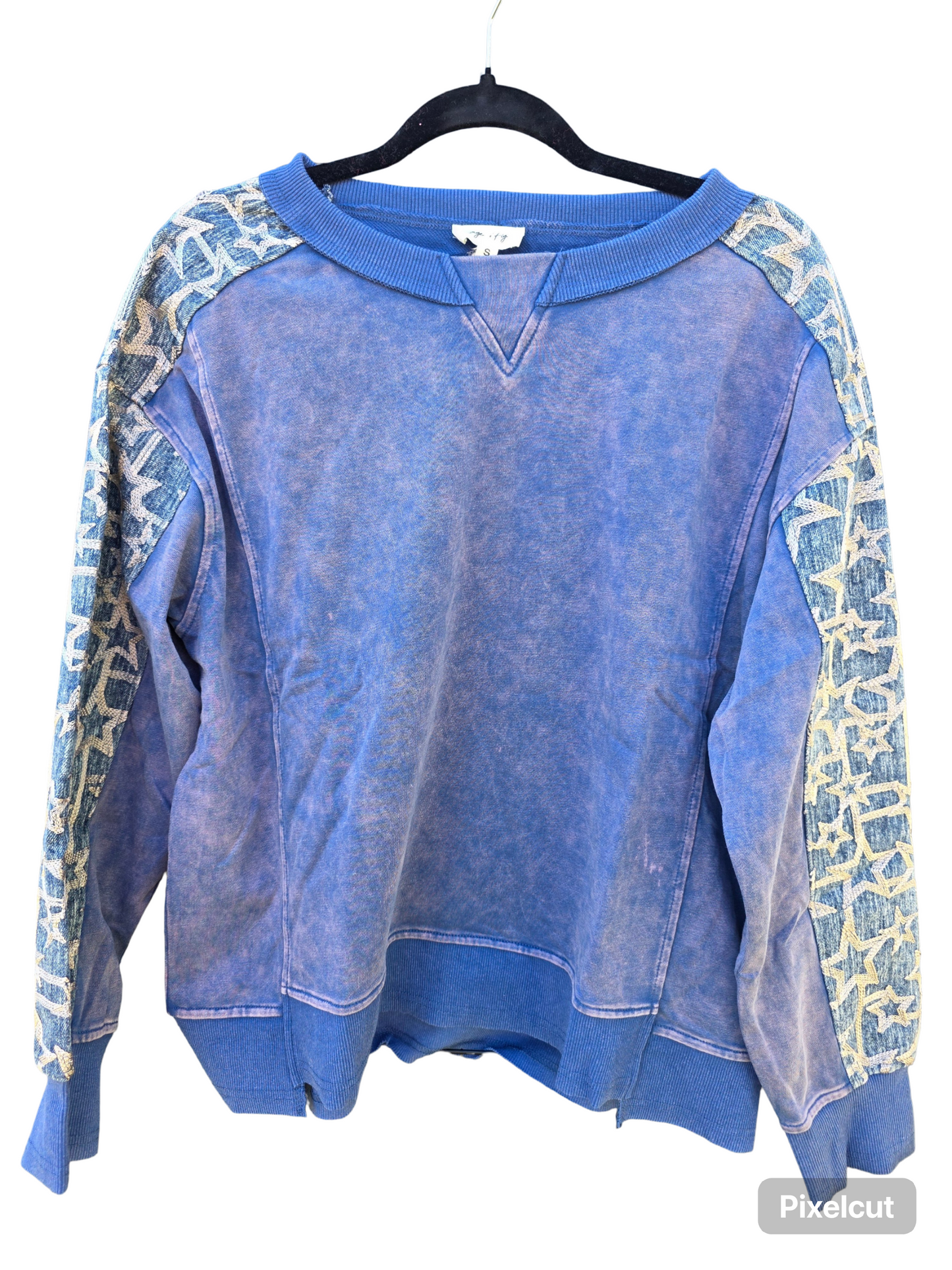 STAR DETAILED ACID WASHED SWEATER