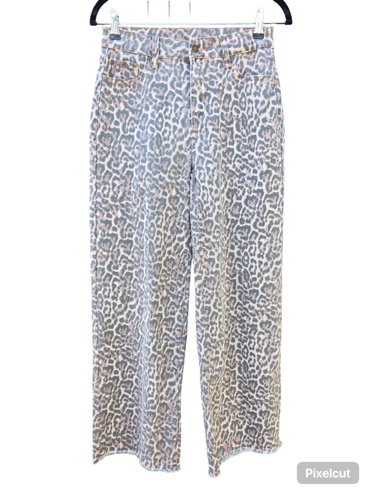 LEOPARD WIDE LEG JEANS