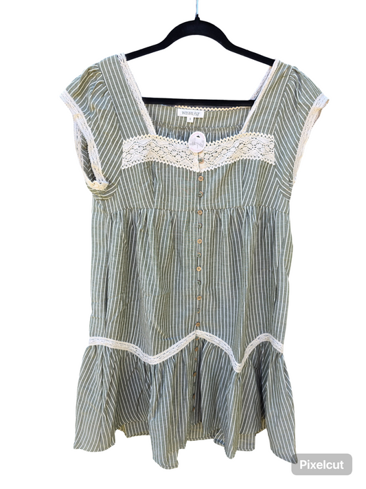 SAGE STRIPE BABYDOLL DRESS (WISHLIST BRAND )