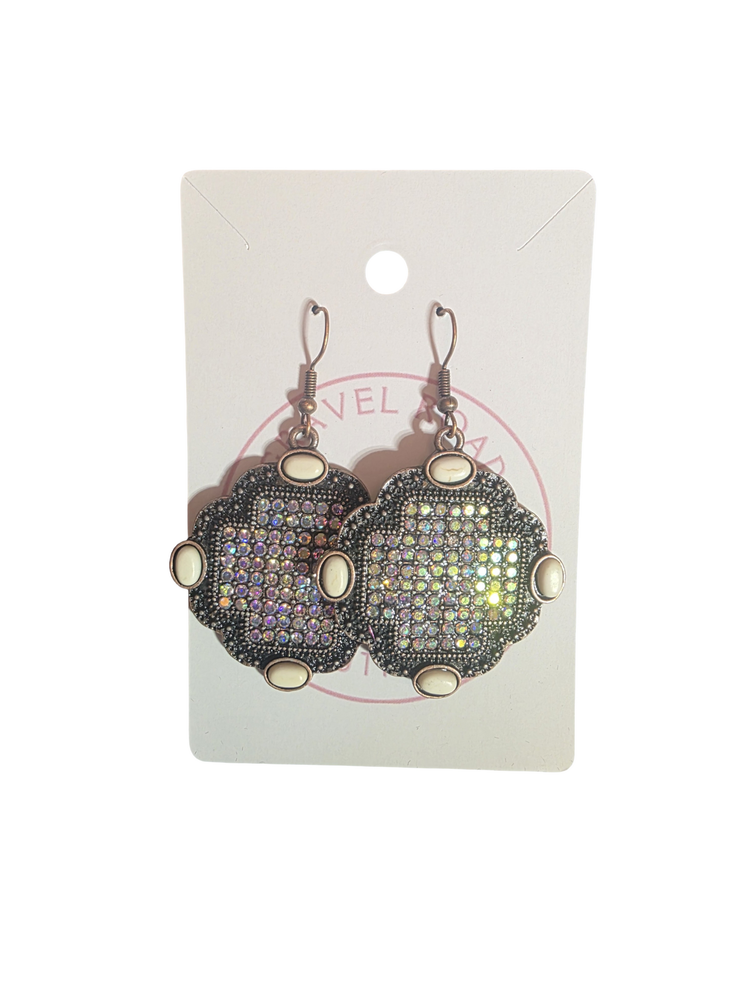 RADIANT STONE MEDALLION DANGLE EARRINGS