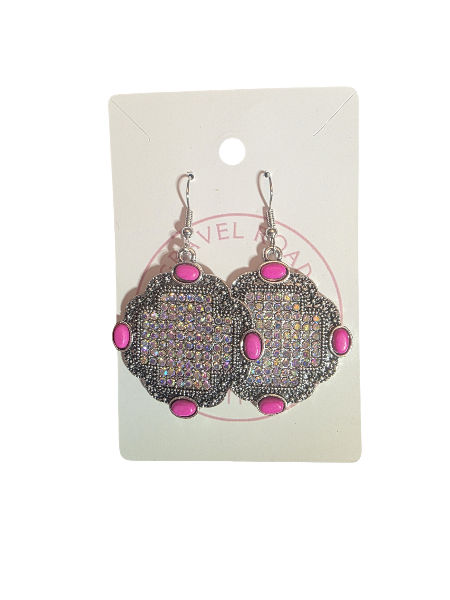 RADIANT STONE MEDALLION DANGLE EARRINGS