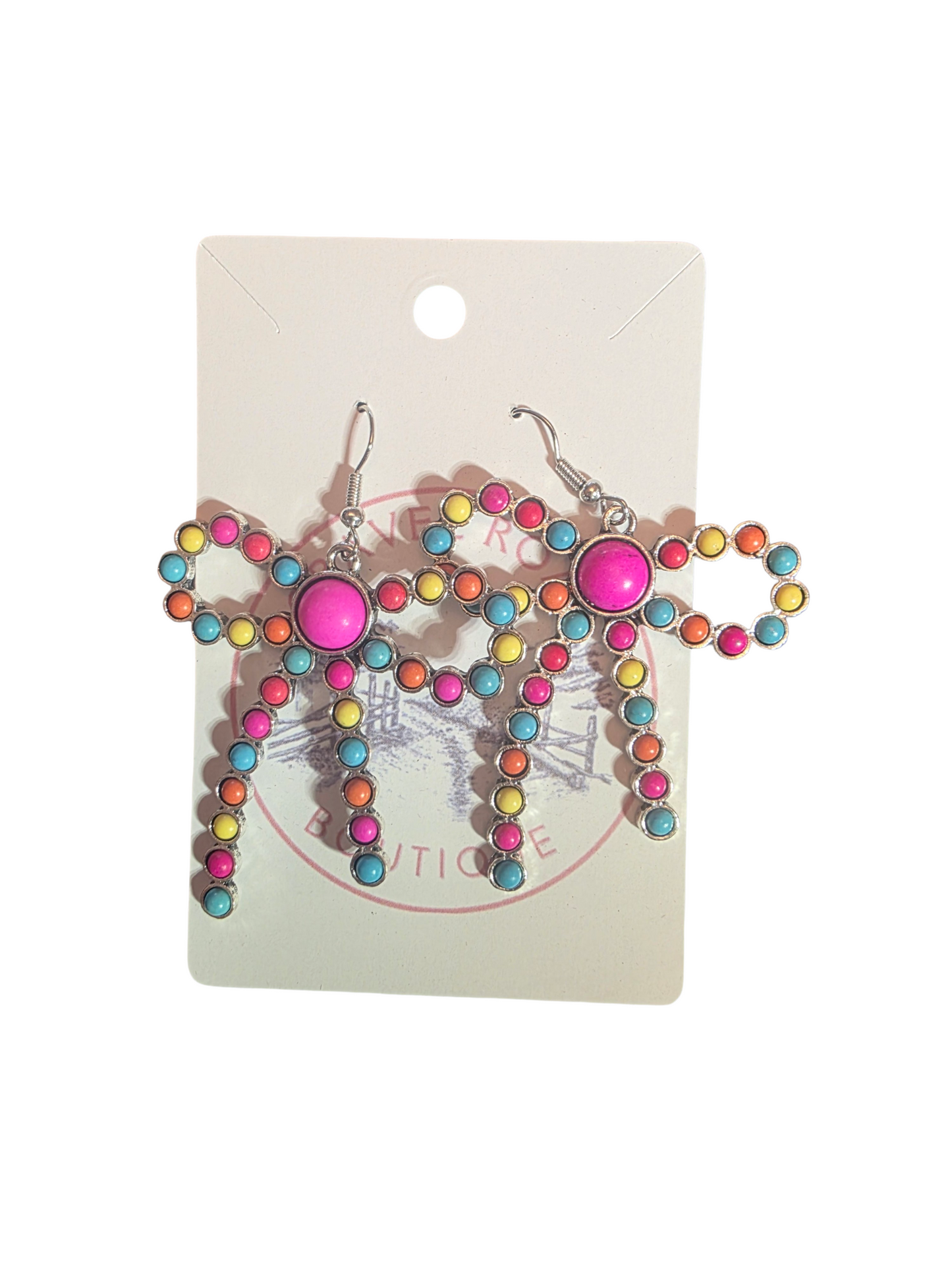 METAL BOW DANGLE EARRINGS