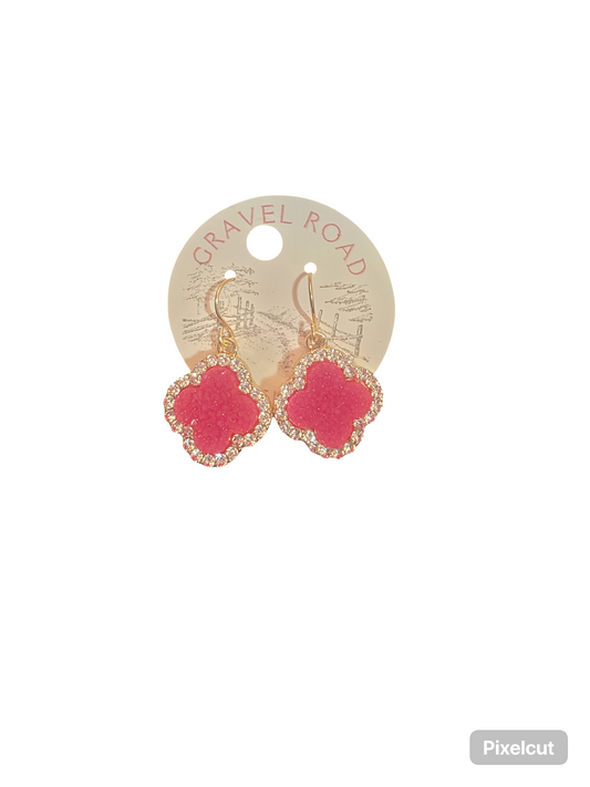 SPARKLE CLOVER DANGLE EARRINGS