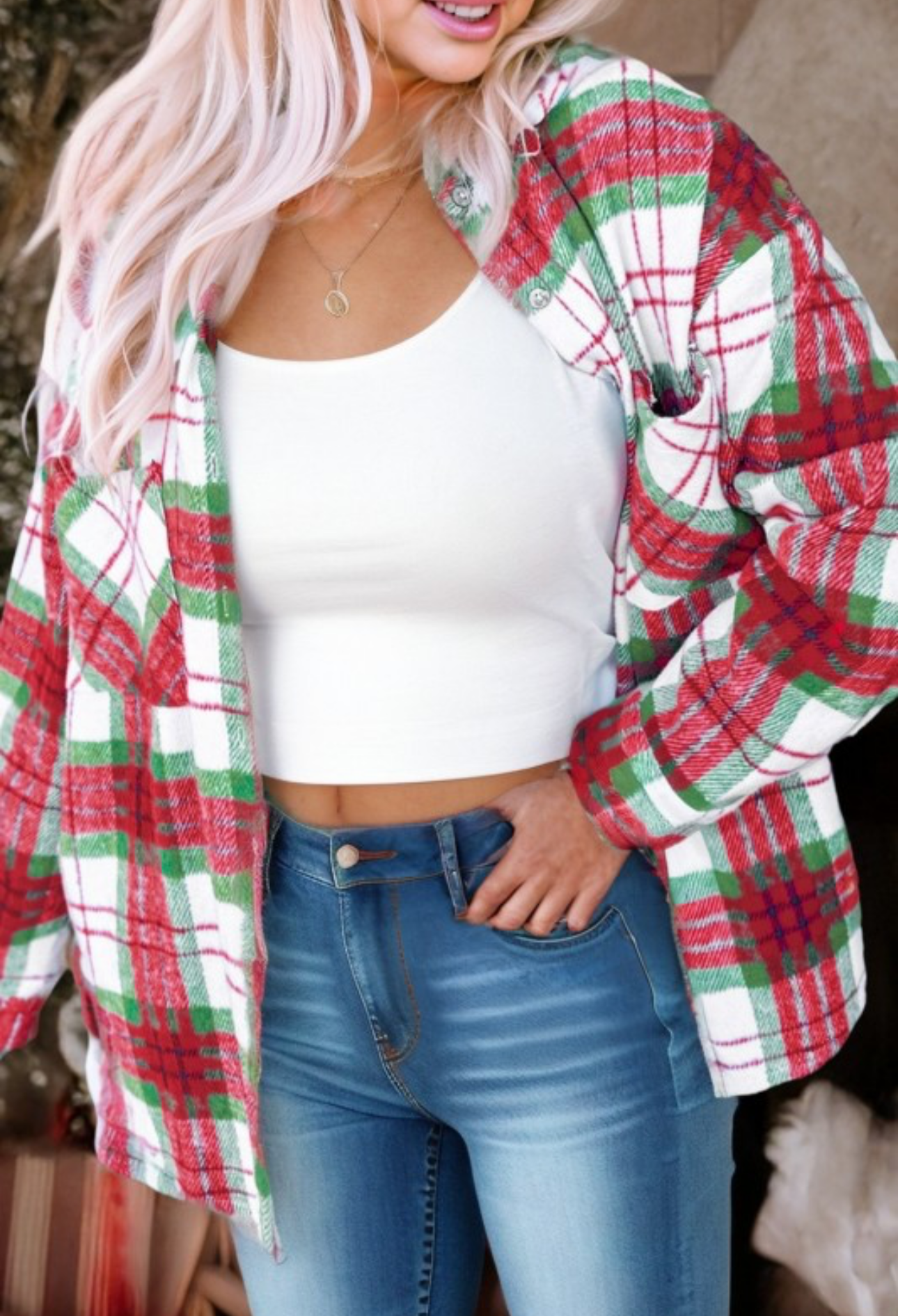 HOLIDAY PLAID SHACKET