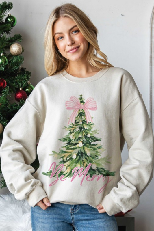 BE MERRY CHRISTMAS GRAPHIC SWEATSHIRT